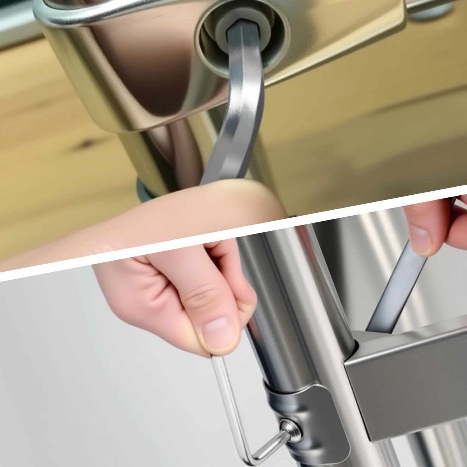 Zestaw 2 narzędzi do regulacji okno, zakrzywiony sześciokątny 4 mm i klucz Torx TX15, 20 × 100 × 120 mm, srebrny klucz do regulacji okien i drzwi balkonowych