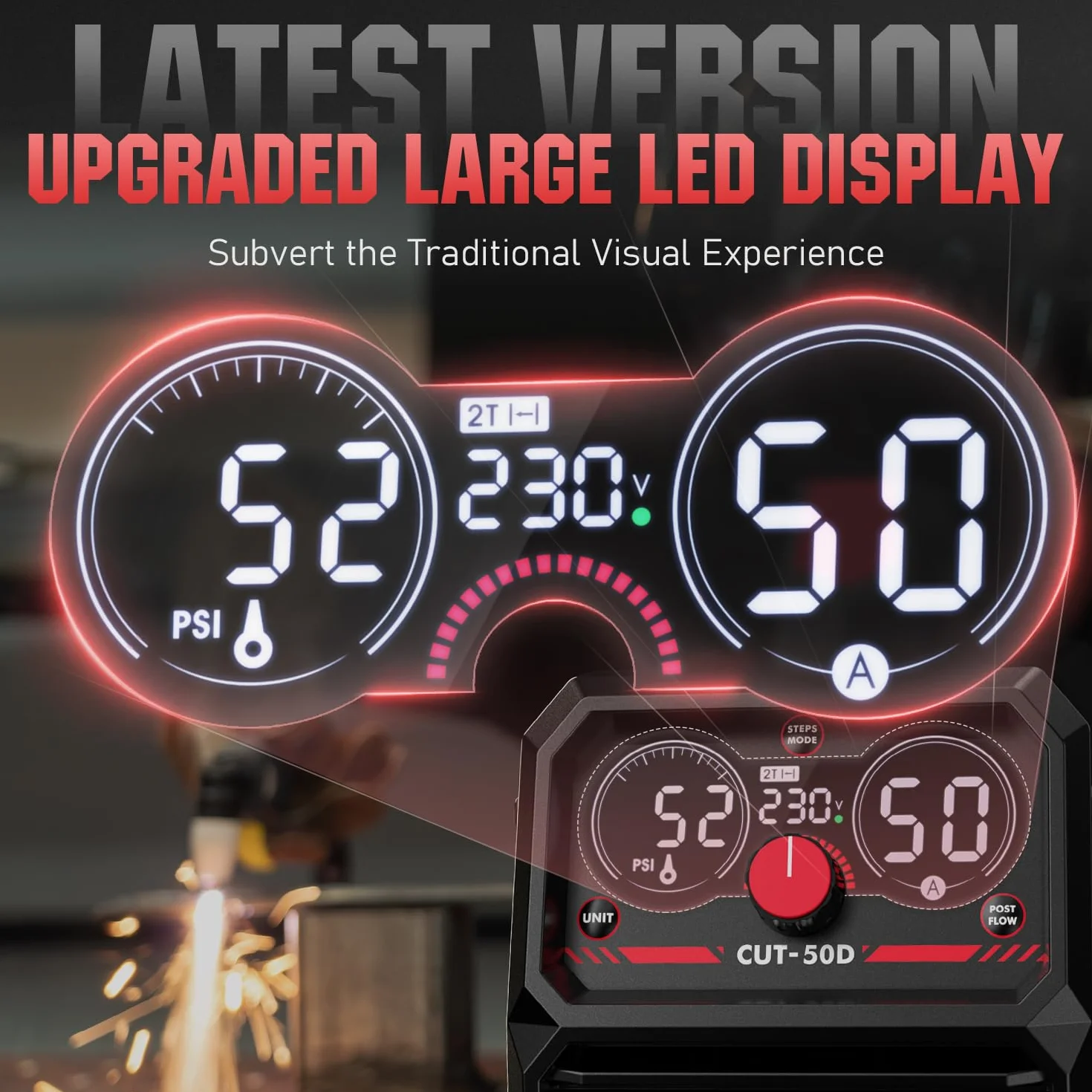 YESWELDER 50Amp Przecinarka Plazmowa HF, łuk niepilotowy, Duży Wyświetlacz Cyfrowy LED, maks. grubość cięcia 20mm, przecinarka plazmowa 230V