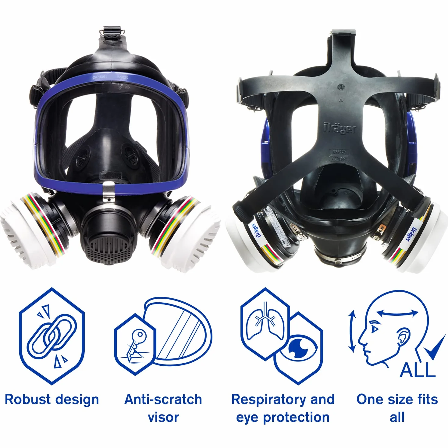 Dräger X-plore 5500 Maska do ochrony dróg oddechowych z wymiennymi filtrami gazowymi, oparami i cząstkami stałymi A1B1E1K1 Hg P3 R D