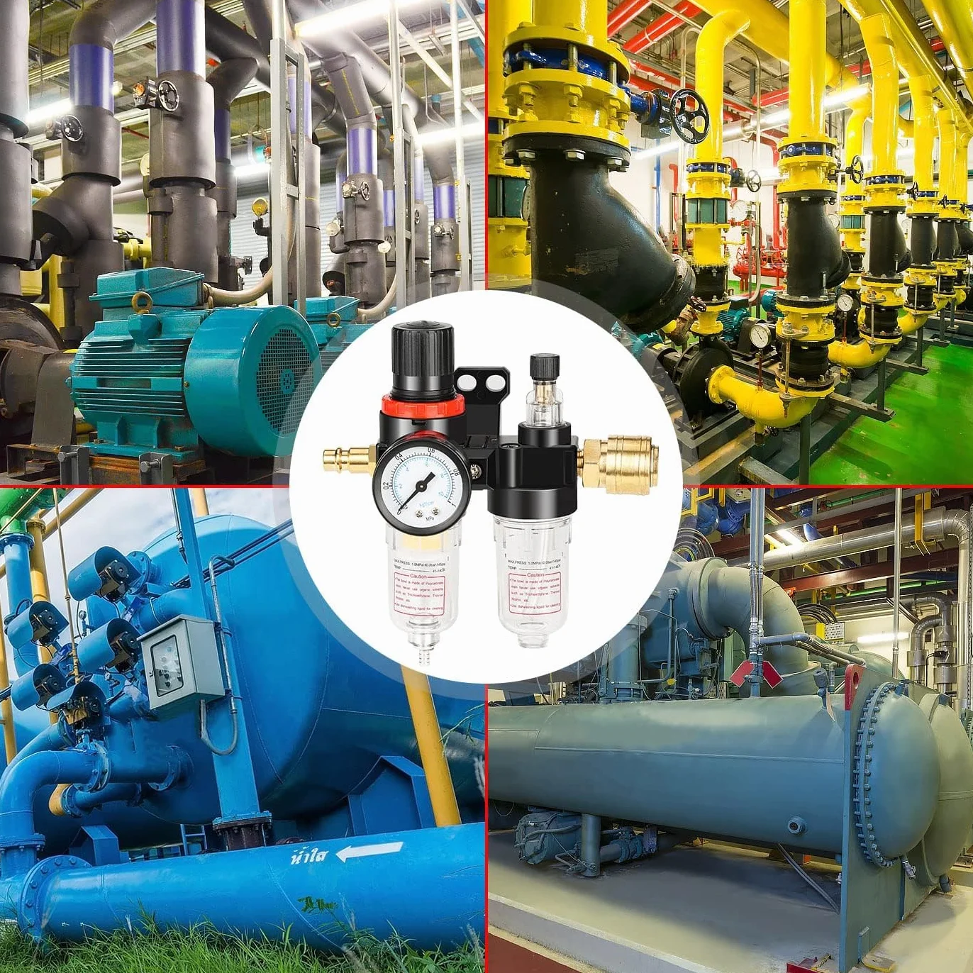 Dwugłowy Regulatora Ciśnienia, Separator Wody O Redukcji Ciśnienia, 1/4 Calowy Regulator Sprężonego Powietrza, Filtr Wody Sprężonego Powietrza Do Sprężarki Wody Sprężonej Powietrza