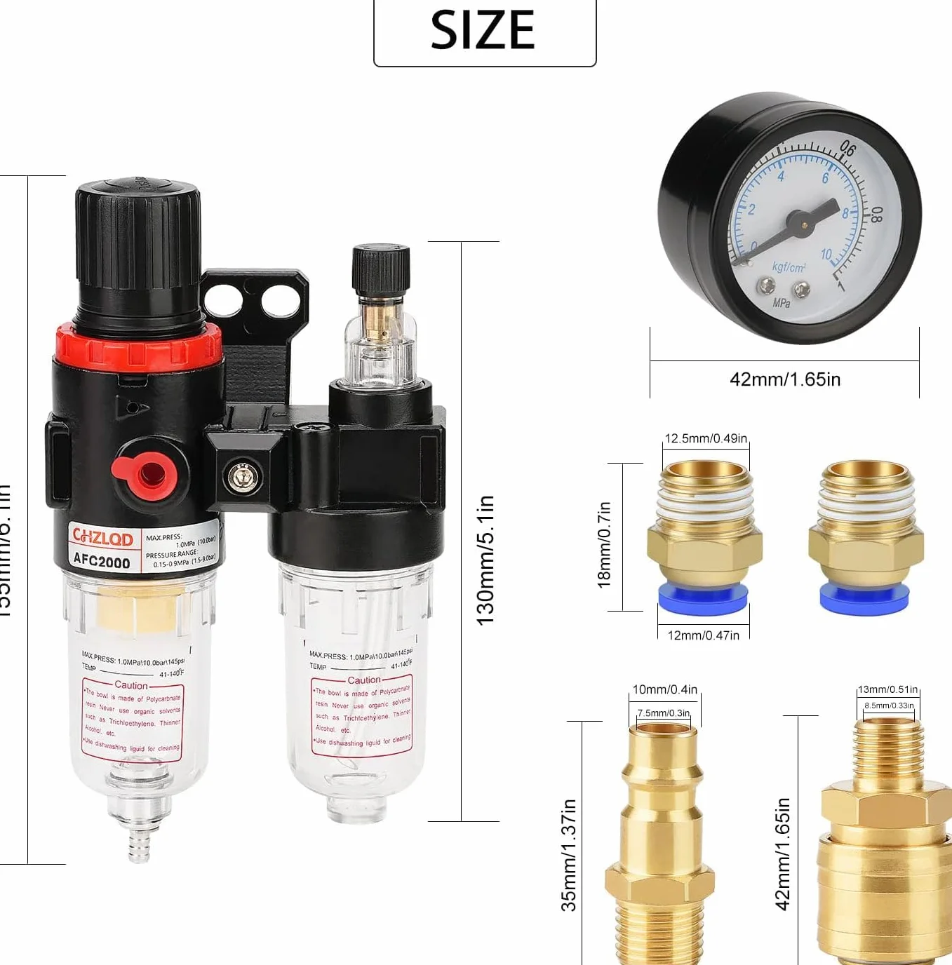 Dwugłowy Regulatora Ciśnienia, Separator Wody O Redukcji Ciśnienia, 1/4 Calowy Regulator Sprężonego Powietrza, Filtr Wody Sprężonego Powietrza Do Sprężarki Wody Sprężonej Powietrza