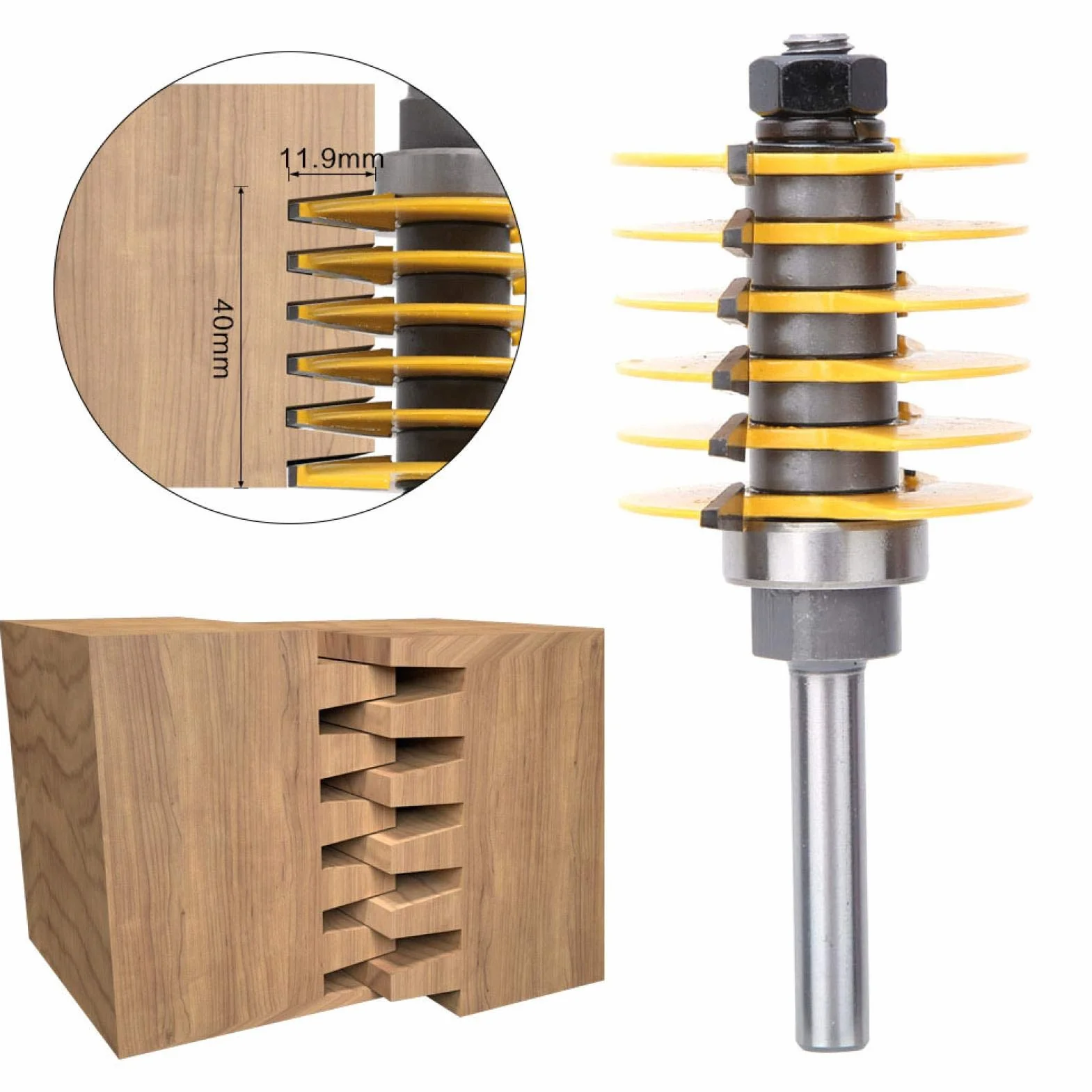 Wspólny frez, 8mm Shank Finger Joint Frezarka do drewna Frez do czopów do elektrycznej maszyny do grawerowania w drewnie Maszyna do przycinania Komputer Maszyna do rzeźbienia