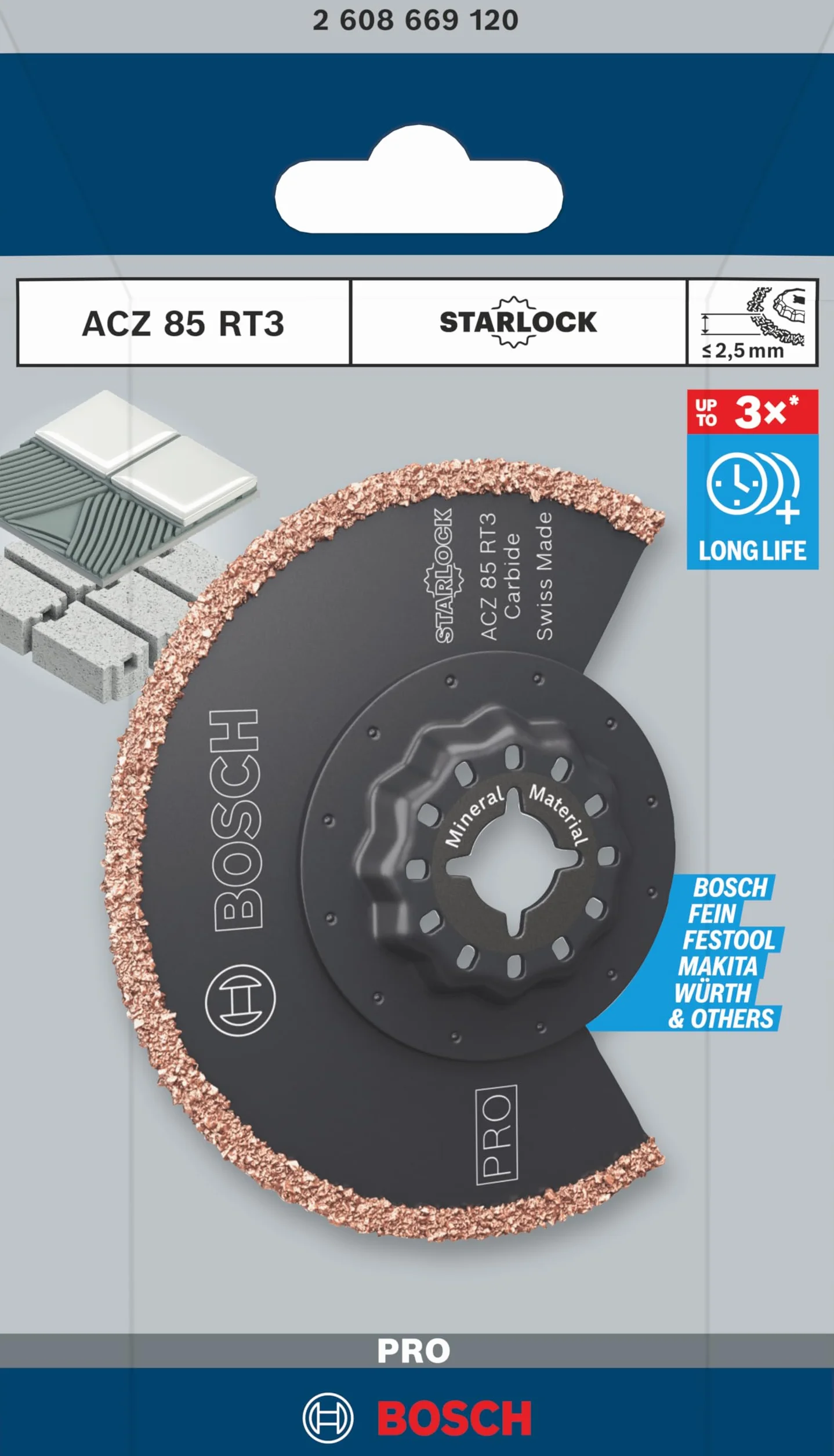 Bosch 1 x PRO Multi Material ACZ 85 RT3 arkusz do narzędzi wielofunkcyjnych (do zaprawy murarskiej, betonu komórkowego, Ø 85 mm, profesjonalne akcesoria, narzędzie wielofunkcyjne)