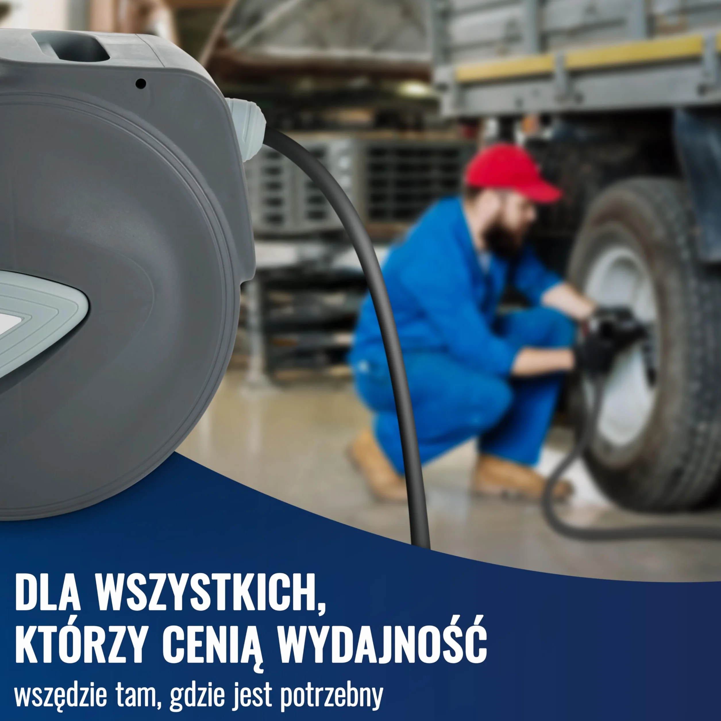 Poppstar wąż pneumatyczny zwijany (wąż: 10m+1m), średnica wew 5/16" (8 x12mm), 1/4" BSPT) Automatyczne nawijanie węża pneumatycznego na bęben