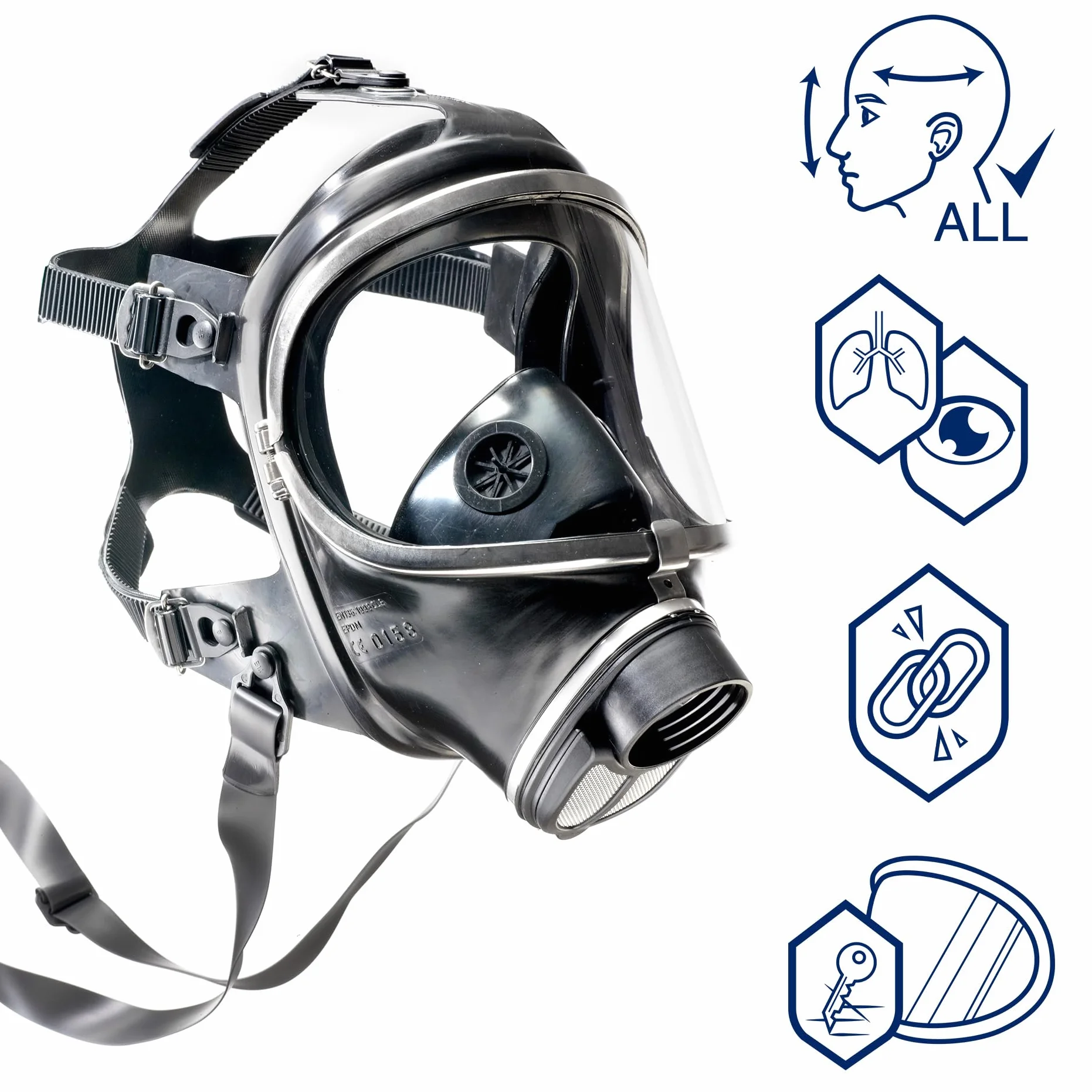 Dräger Panorama Nova RA - Maska pełnotwarzowa z filtrem do obrony cywilnej - Maska pełnotwarzowa wielokrotnego użytku z kompleksową ochroną biologiczną i chemiczną w sytuacjach awaryjnych