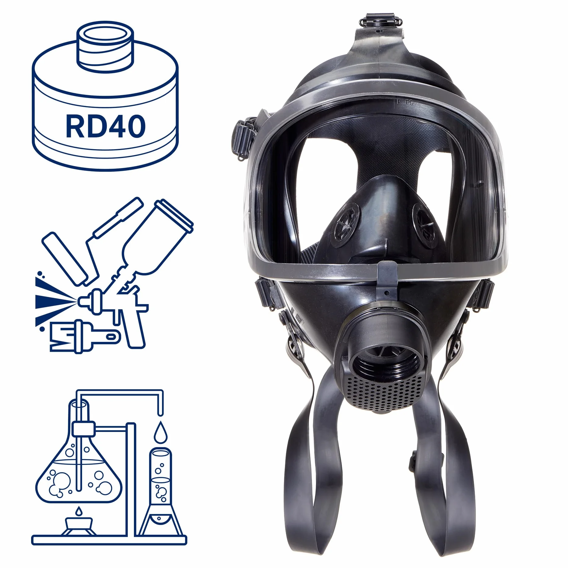 Dräger Panorama Nova RA - Maska pełnotwarzowa z filtrem do obrony cywilnej - Maska pełnotwarzowa wielokrotnego użytku z kompleksową ochroną biologiczną i chemiczną w sytuacjach awaryjnych