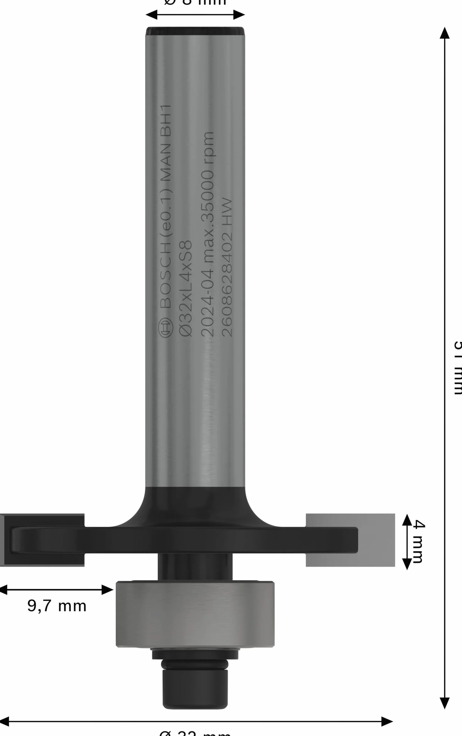 Bosch 1x Frez PRO do rowkowania (do Miękkie drewno, Twarde drewno, Ø 32 mm, Professional Akcesoria Frez ręczny, Frez krawędziowy)
