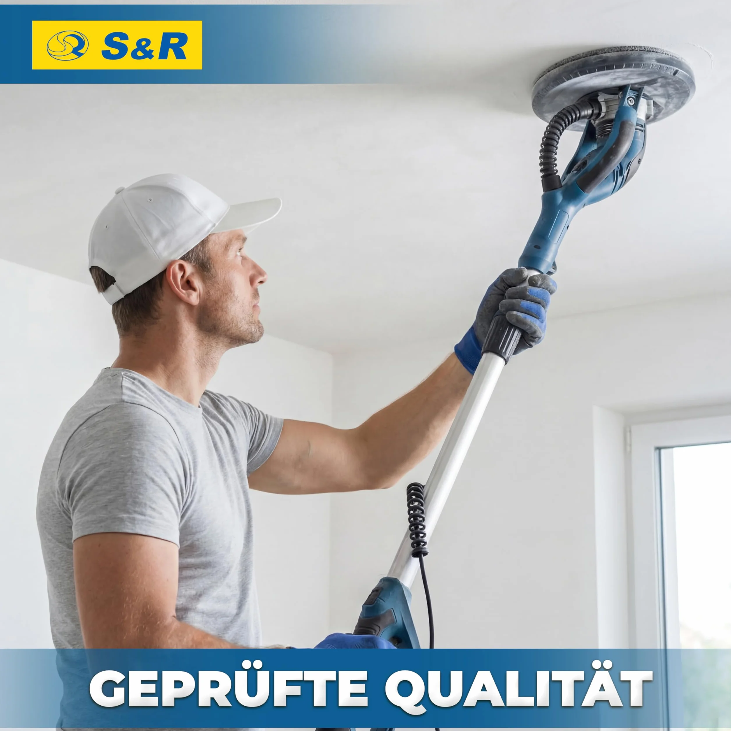 S&R Papier ścierny, 225 mm, rzep P40, 10 otworów, żyrafa szlifierska 225 mm, 30-częściowy do szlifierek mimośrodowych, szlifierek z długą szyjką (żyrafa szlifierska), papier ścierny do ścian, sufitu