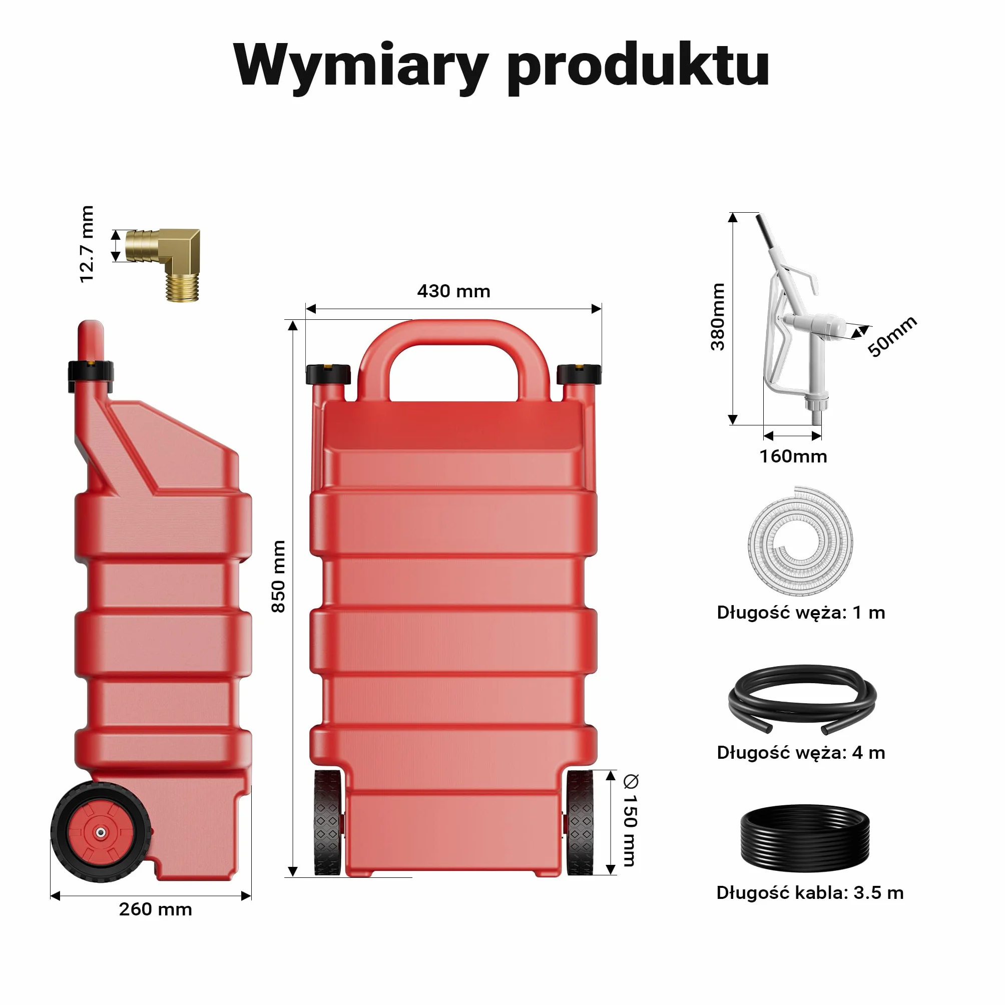 Wiltec Przenośny zbiornik paliwa 60 l z pompą do paliwa 14 l/min 12 V i pistoletem, mobilny zestaw na kołach na olej napędowy i benzynę
