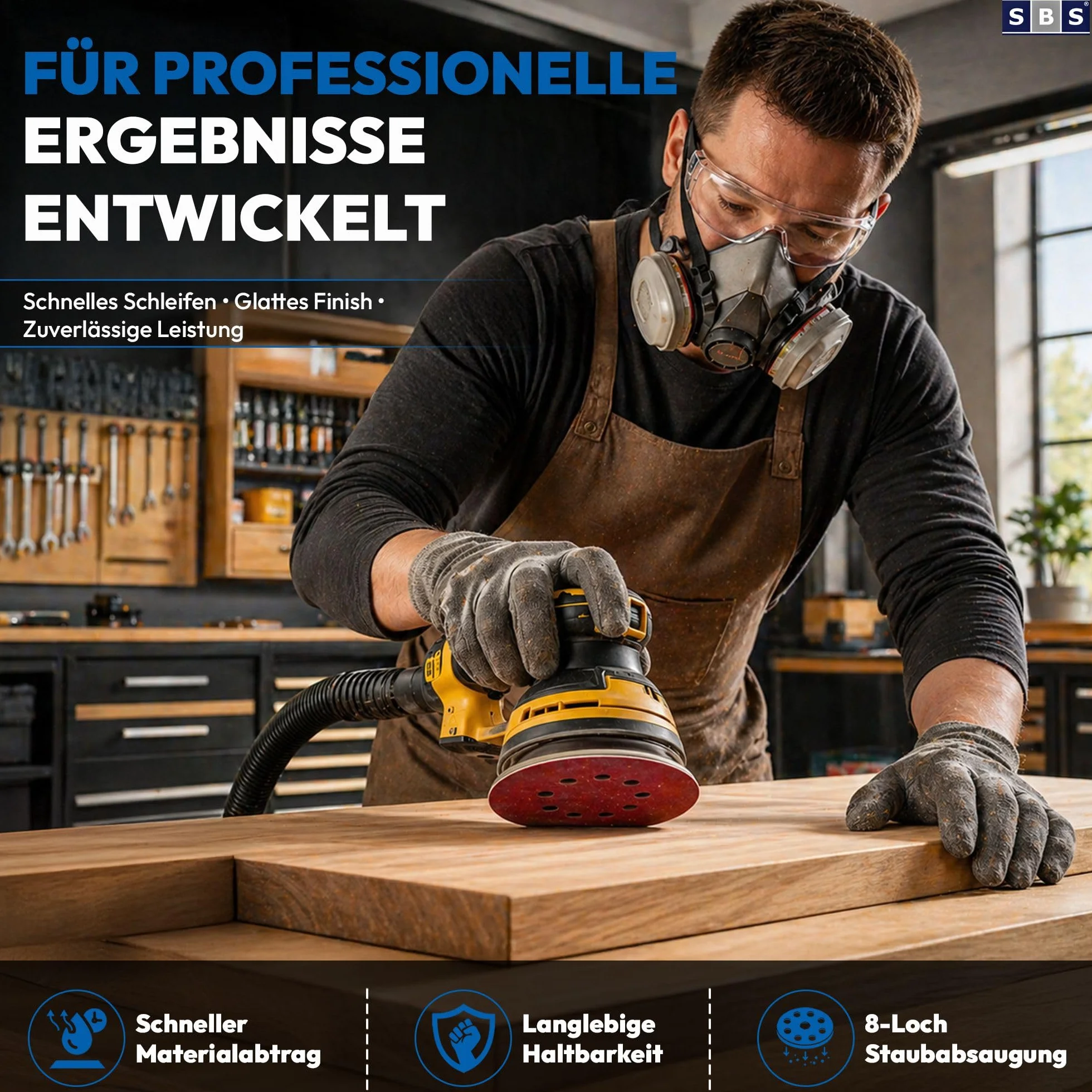 60 sztuk - składane tarcze szlifierskie o średnicy 125 mm ziarno każdorazowo 10x 40/60/80/120/180/240 do szlifierek ekscentrycznych, 8 otworów