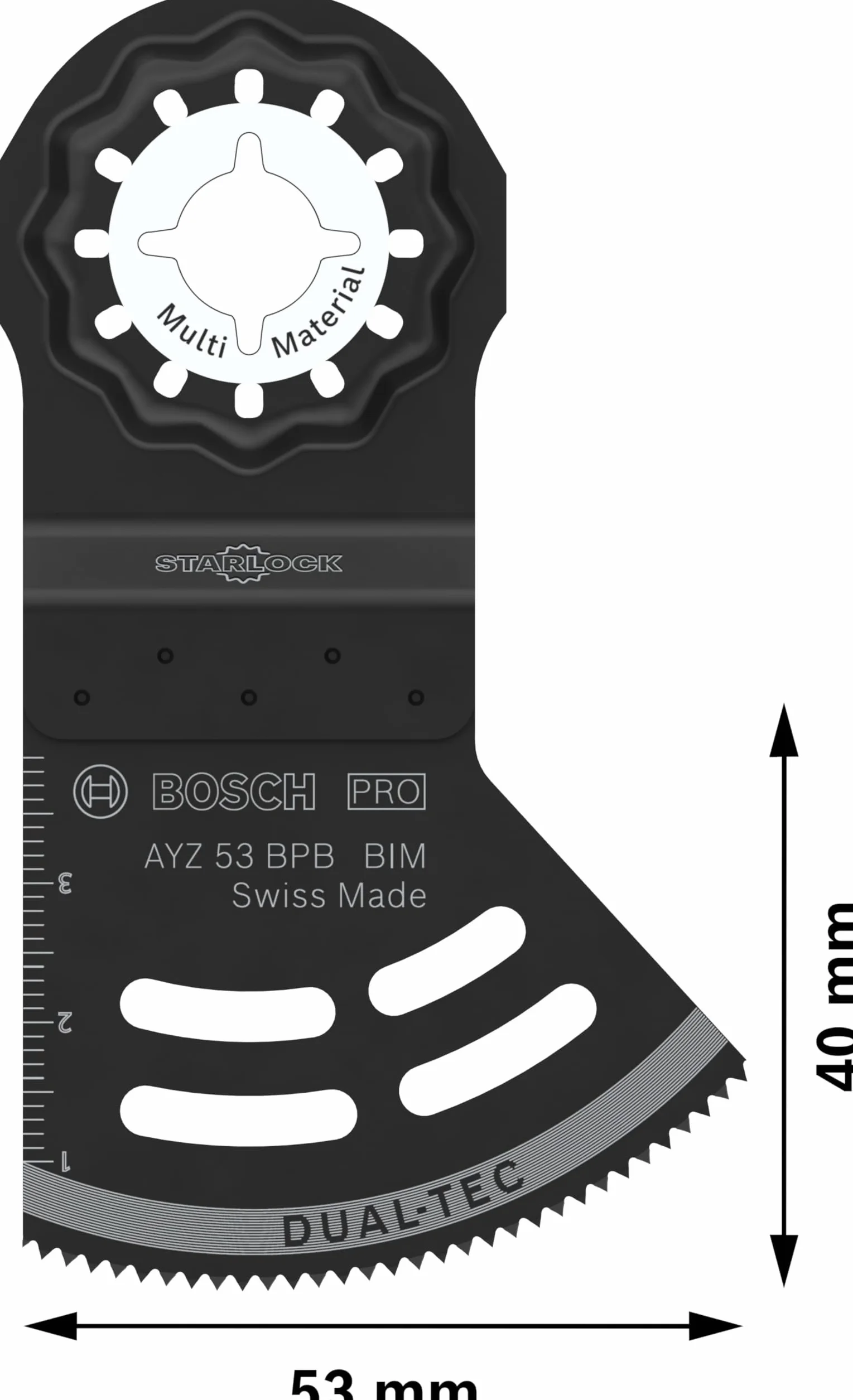 Bosch 1 x PRO Multi Material AYZ 53 BPB arkusz do narzędzi wielofunkcyjnych (do płyt gipsowo-kartonowych, drewna z gwoździami, szerokość 53 mm, profesjonalne akcesoria, narzędzie wielofunkcyjne)