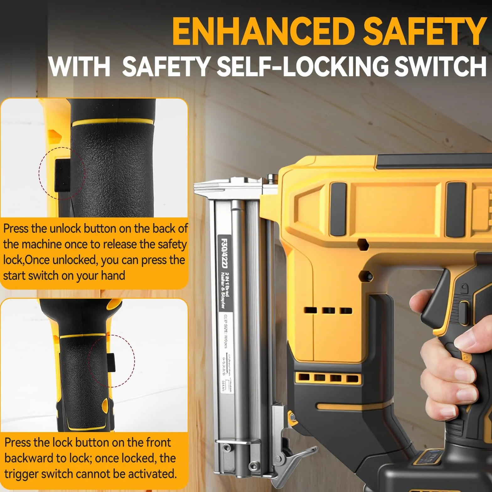 Akumulatorowa gwoździarka Brad do akumulatora Dewalt 18 V 20 V, 2 w 1, akumulatorowy zszywacz 18 GA ze 1000 gwoździami i 1000 zszywkami do majsterkowania i obróbki drewna