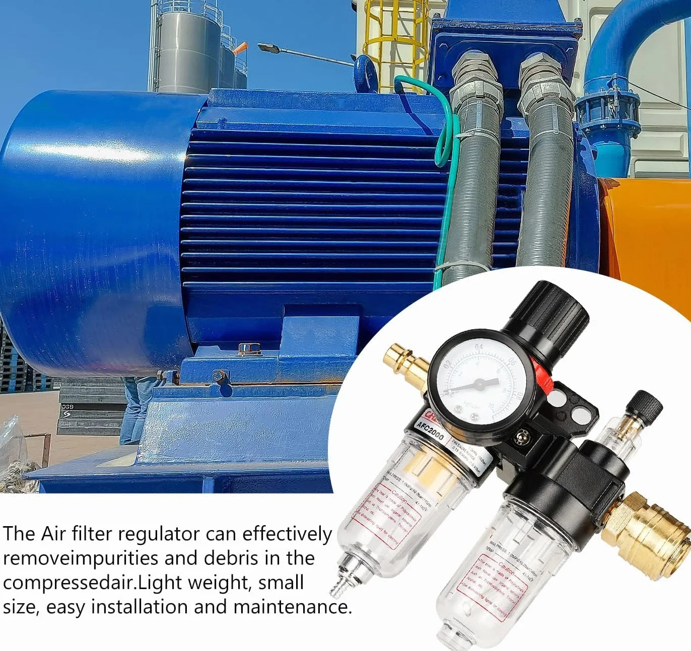 Dwugłowy Regulatora Ciśnienia, Separator Wody O Redukcji Ciśnienia, 1/4 Calowy Regulator Sprężonego Powietrza, Filtr Wody Sprężonego Powietrza Do Sprężarki Wody Sprężonej Powietrza