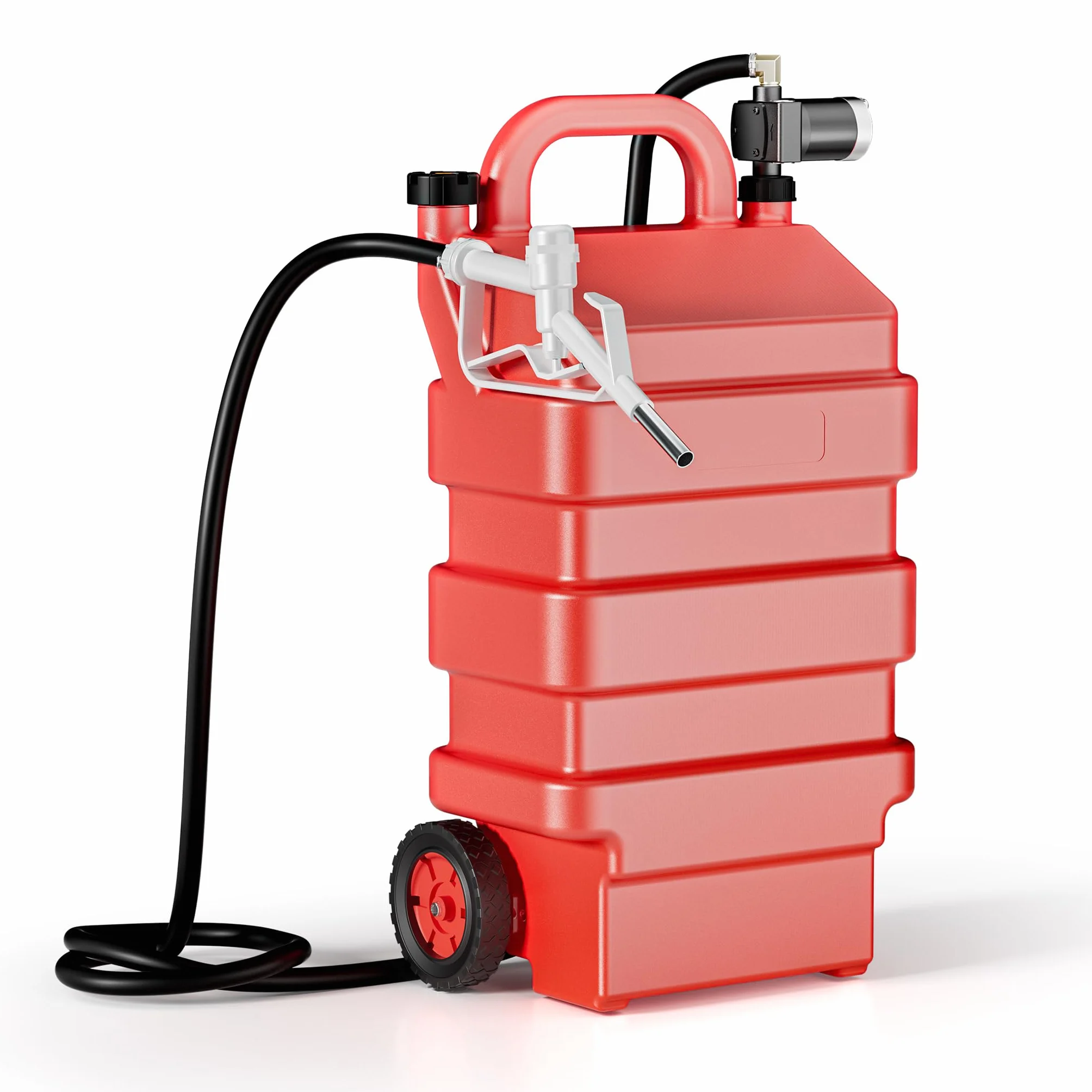 Wiltec Przenośny zbiornik paliwa 60 l z pompą do paliwa 14 l/min 12 V i pistoletem, mobilny zestaw na kołach na olej napędowy i benzynę