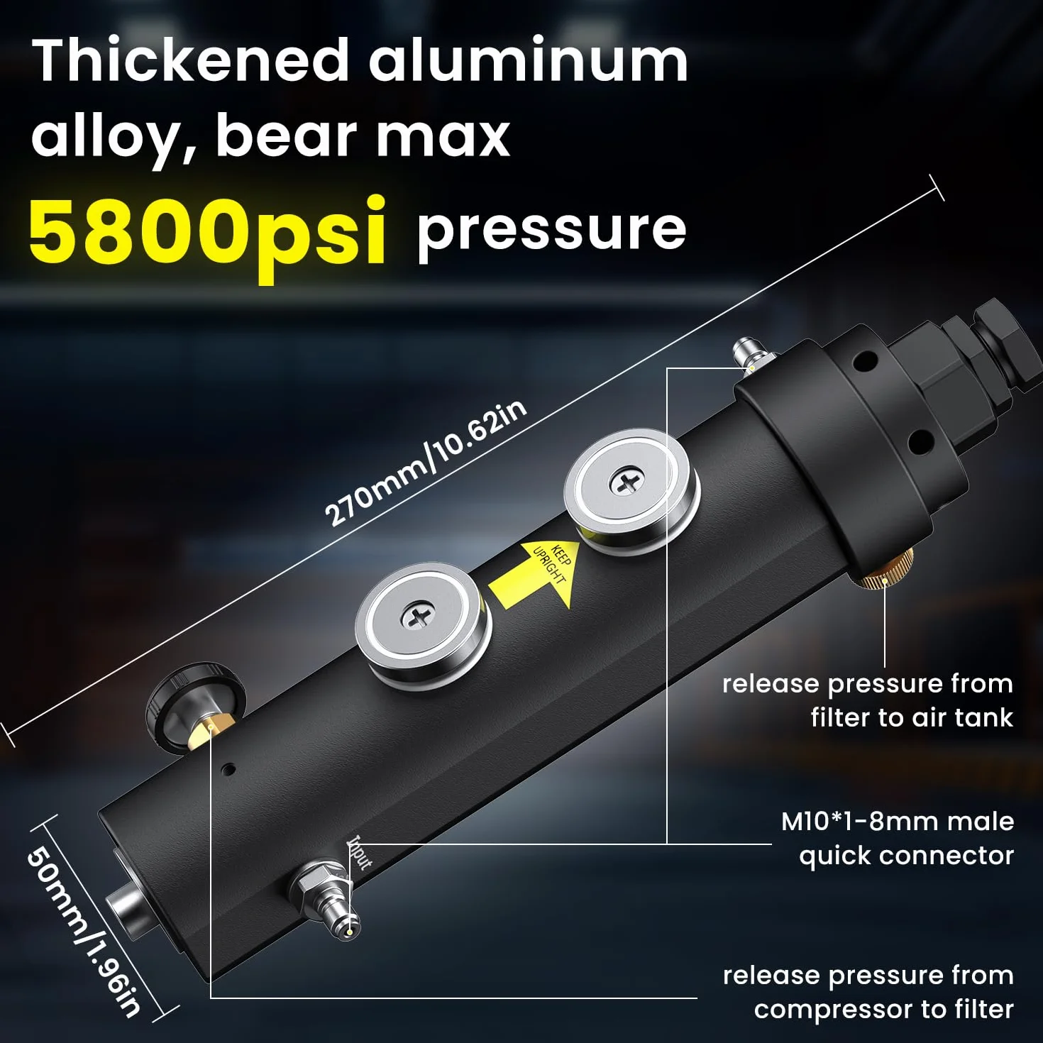 Profesjonalny filtr kompresor pcp sprężarki powietrza PCP – GX 5800 PSI separator oleju/wody z mocowaniem magnetycznym i śrubowym, z zaworem utrzymującym ciśnienie 2000 psi