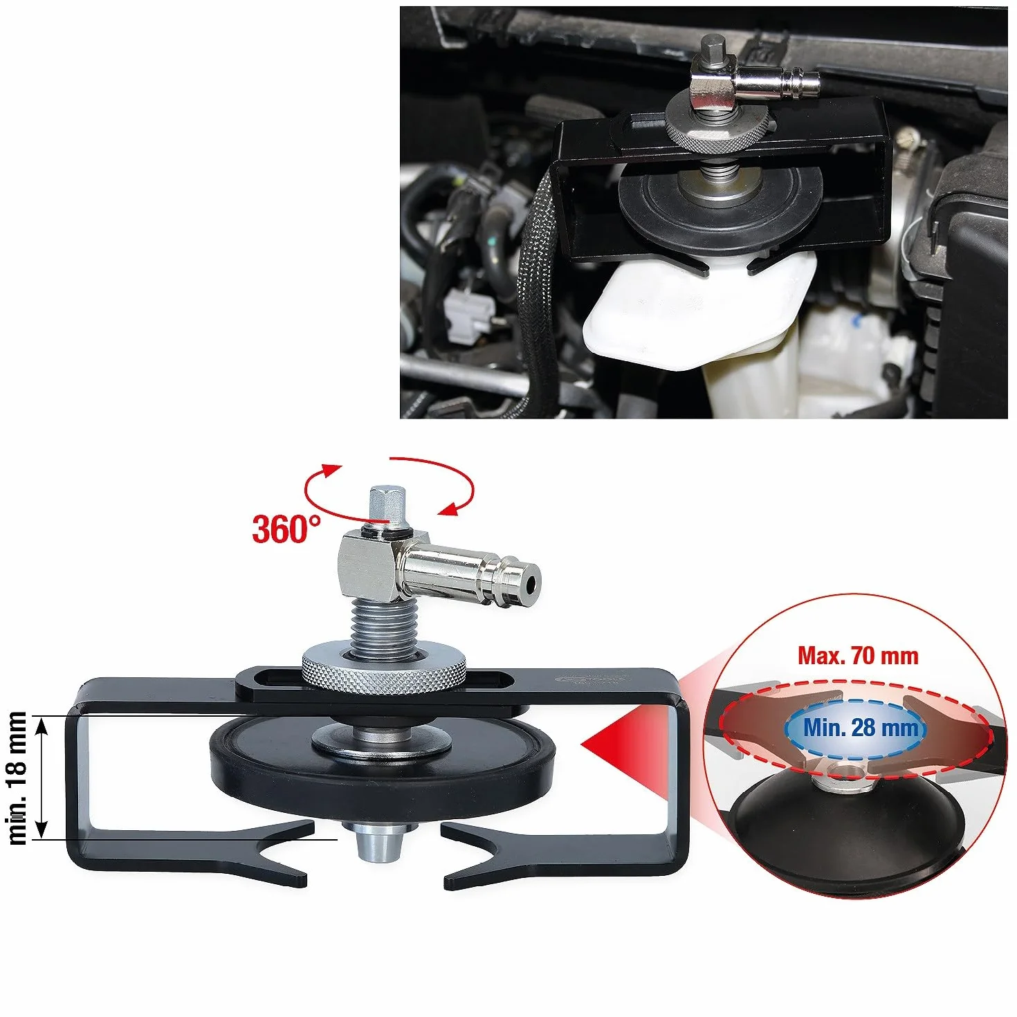 KS Tools 160.0718 Uniwersalny adapter do króćca odpowietrzającego, regulowany