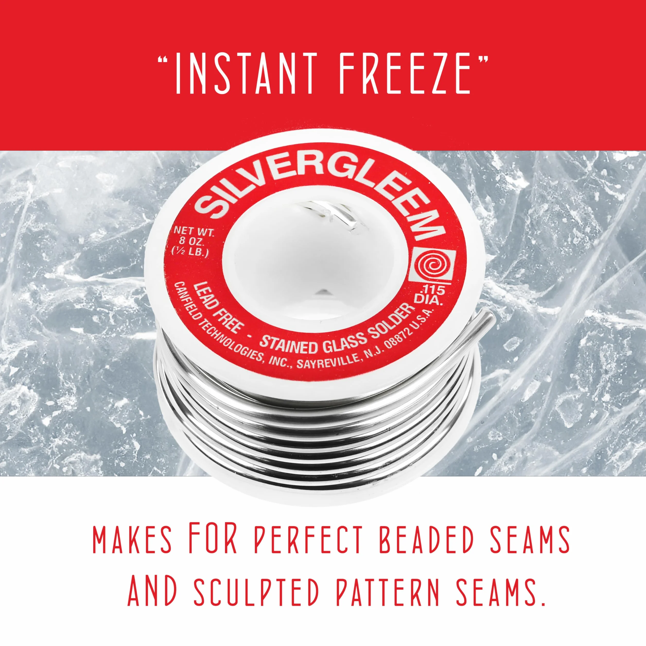Canfield Silvergleem Lead Free Silver Solder Wire for Stained Glass Solder Crafting and Jewelry Making (96% Tin / 4% Silver) - 1/2 Lb Spool (1 Pack)