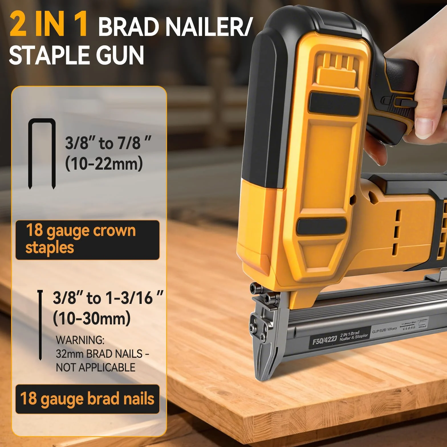Akumulatorowa gwoździarka Brad do akumulatora Dewalt 18 V 20 V, 2 w 1, akumulatorowy zszywacz 18 GA ze 1000 gwoździami i 1000 zszywkami do majsterkowania i obróbki drewna